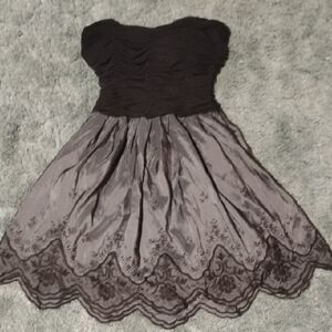 Elegant Black And Gray Midi Dress